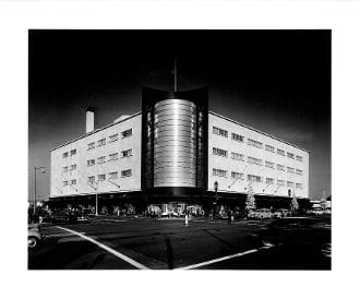 A black and white photo of an old building