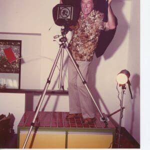 Julius Shulman - Shulman Self Portrait.  "At His Hollywood Hills Studio." Woodrow Wilson Drive. Hollywood Hills (Los Angeles, Ca.