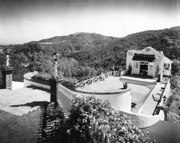 Julius Shulman - 2 Original Vintage Prints. "Pool House & Office with a View." Santa Monica Mountains (Los Angeles) Ca. 1951