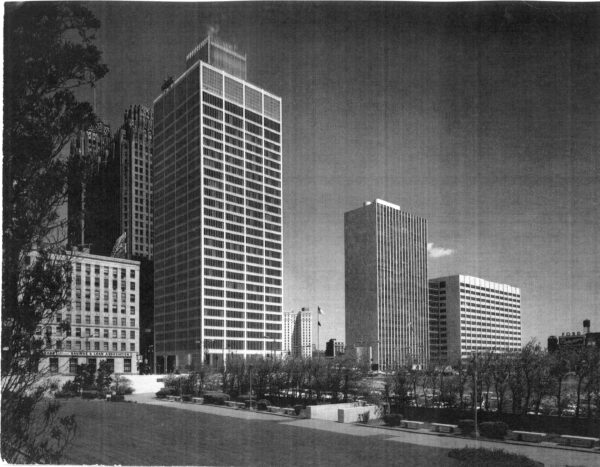 Julius Shulman - Original Vintage Print. "Michigan Consolidated Gas Company." Detroit, MI. Minoru Yamasaki. 1963 (Copy)