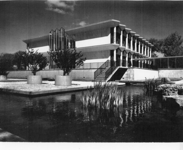 Julius Shulman - 2 Original Vintage Prints. "Wayne State University McGregor Memorial Center." Detroit, MI. Minoru Yamasaki. 1963 - Image 2