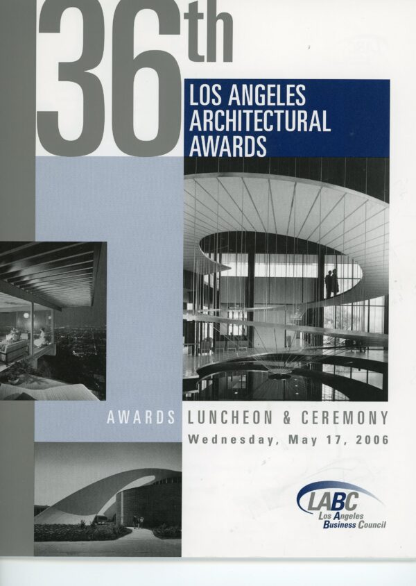 Julius  Shulman - Pamphlet: 36th Los Angeles Architectural Awards. "Julius Shulman Lifetime Achievement Honoree" Los Angeles, Ca. 2006