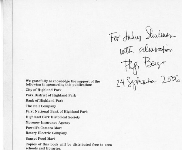 Julius Shulman - Booklet: Signed by Editor Philip Berger. "Highland Park, American Suburb At It's Best" Highland Park, Ca. 2006 - Image 2