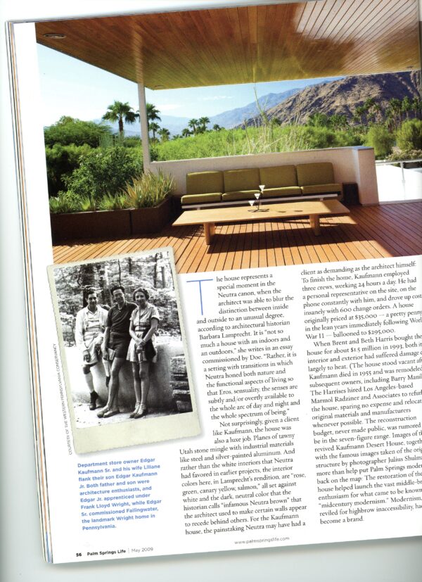 Julius Shulman - Magazine: Julius Shulman Signed Palm Springs Life Magazine With Many Photos. May 2009 Edition. Palm Springs, Ca. 2009 - Image 4