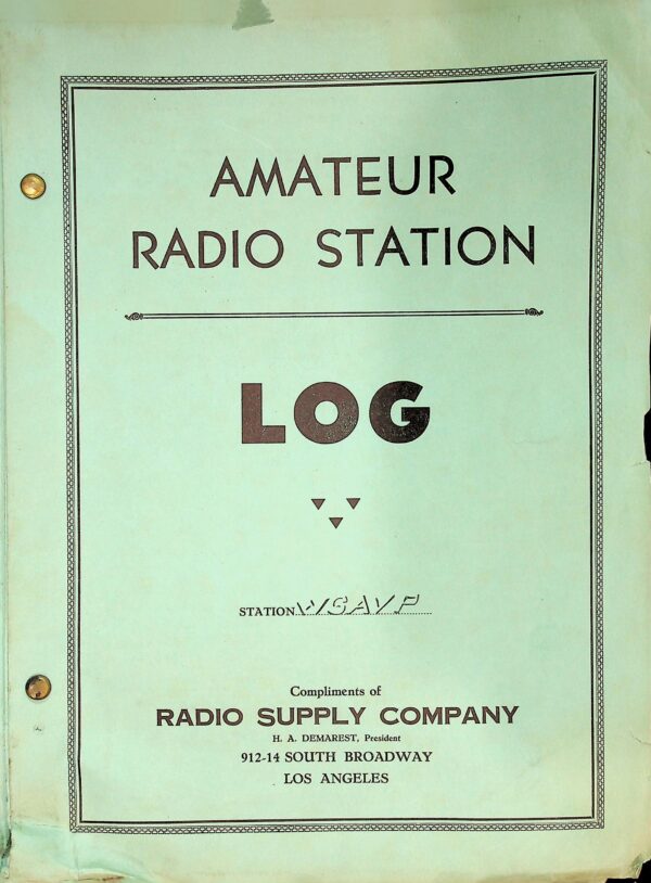 Julius Shulman Personal Memorabilia. "Shulman's Amateur Radio Station Log." Hollywood Hills (Los Angeles) Ca. 1932
