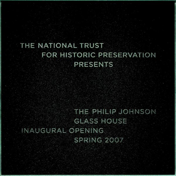 Julius Shulman - Memorabilia. "Julius Shulman's Personal Award From The Philip Johnson Glass House Inaugural Opening Etched Glass & Book. Spring 2007. Phillip Johnson. New Canaan, Ct