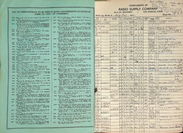 Julius Shulman Personal Memorabilia. "Shulman's Amateur Radio Station Log." Hollywood Hills (Los Angeles) Ca. 1932 - Image 3
