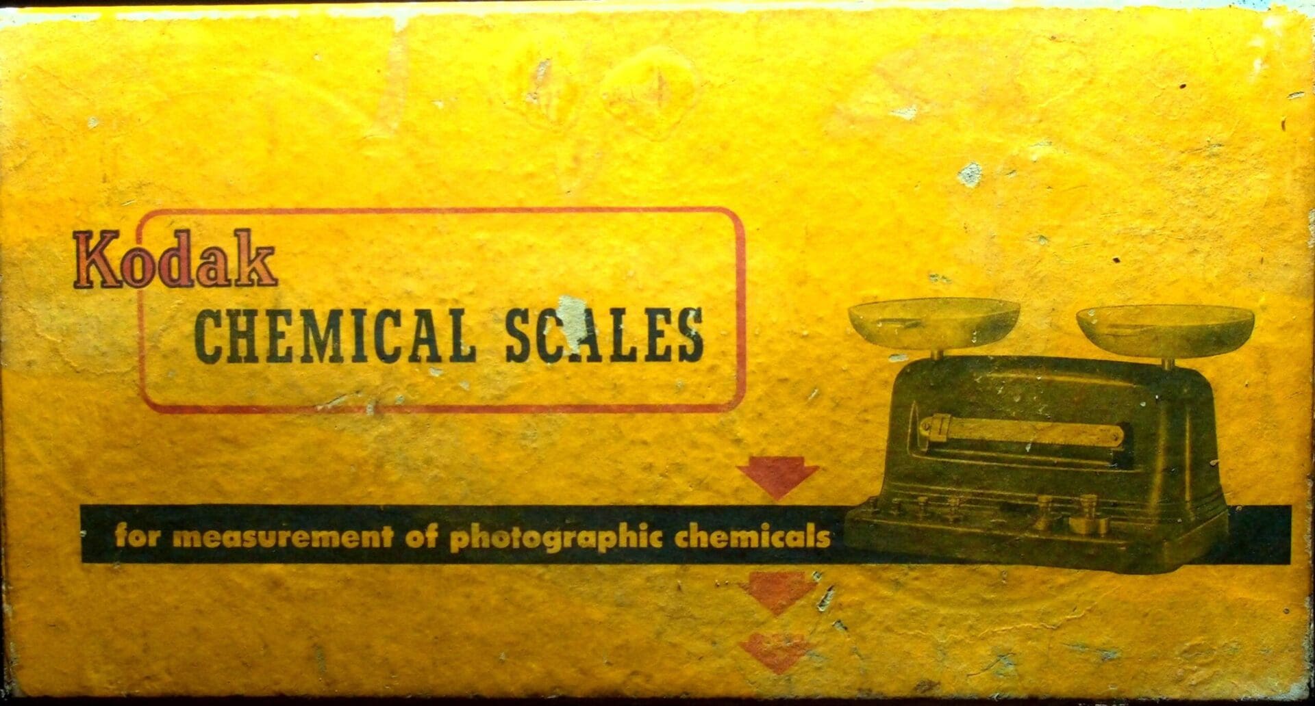 Yellow vintage Kodak chemical scales box